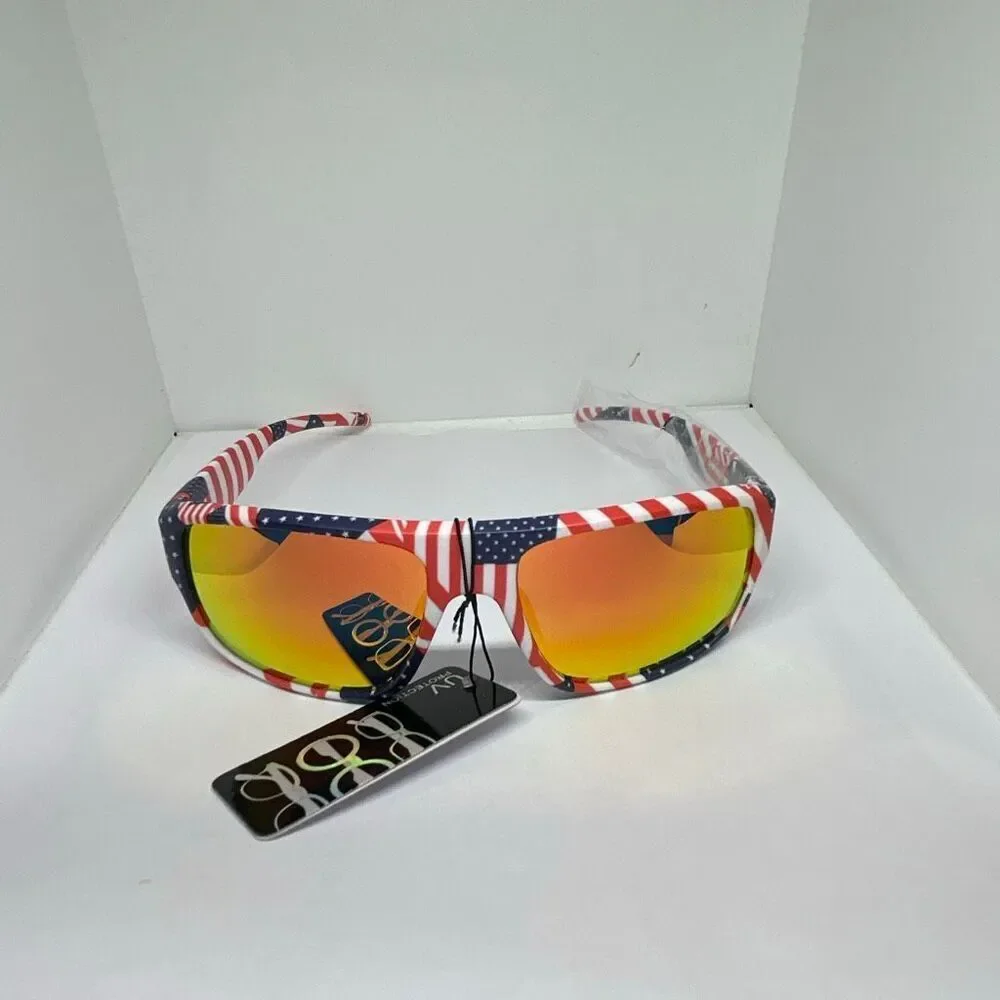 Men’s Patriotic American Flag Sunglasses Mirrored Lens UV Protection